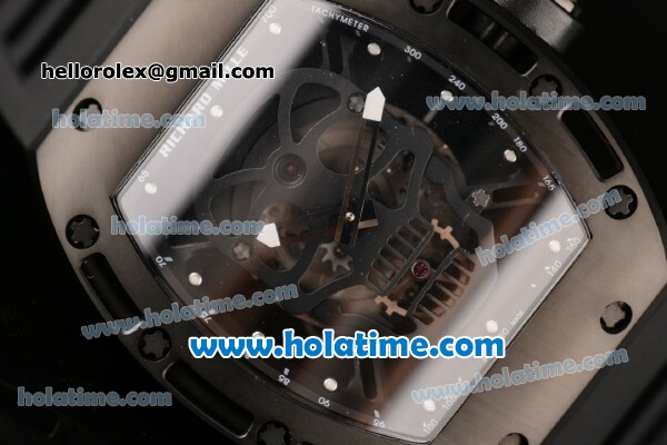 Richard Mille RM 52-01 Swiss ETA 2671 Automatic PVD Case with Skeleton Dial Black Rubber Bracelet and White Markers - 1:1 Original - Click Image to Close